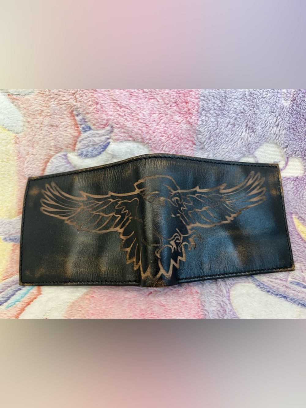 Relic Old style Black Leather Wallet with Eagle Design